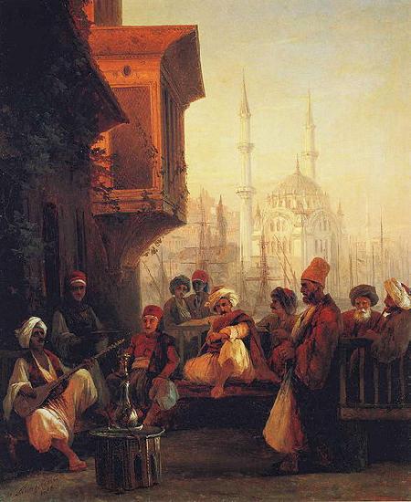 Ivan Aivazovsky Coffee-house by the Ortakoy Mosque in Constantinople China oil painting art